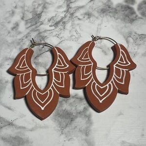 Handmade Terracotta Lotus Earrings – Bold & Lightweight NWOT